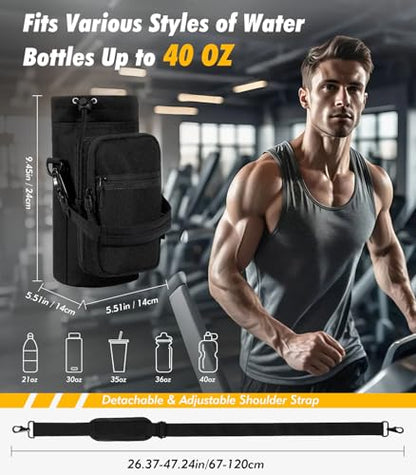 Nuovoware Magnetic Gym Bag, 40oz, Water Bottle Carrier Holder, Black - color: Black/CiXi, size: 40 Ounces - Magnetic