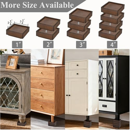 Wood Bed Risers, Heavy Duty Wood Blocks, 1 inch Stackable to 2 inch 3 inch 4 inch High, Furniture Risers for Couch Sofa Cabinet Ottoman End Table (8pcs Square) - color: 8pcs Square