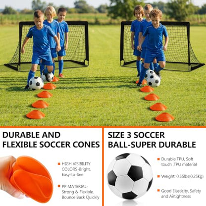 Soccer Goal, Kids Soccer Goals for Backyard Set of 2, Pop Up Soccer Net - color: Black, size: 6X4 FT