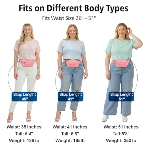 Packism Fanny Packs for Women Men - Crossbody Waist Bag for Travel - color: A07 Pink
