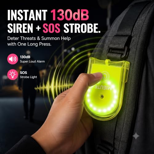 Clip-On Personal Safety Alarm 130dB for Women with LED Strobe