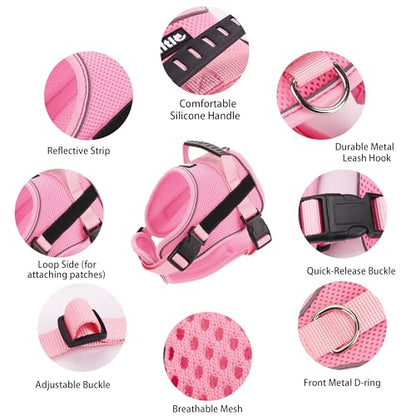 AIITLE No-Pull Dog Harness Reflective Mesh Vest Adjustable, Pink S - color: Pink, size: S