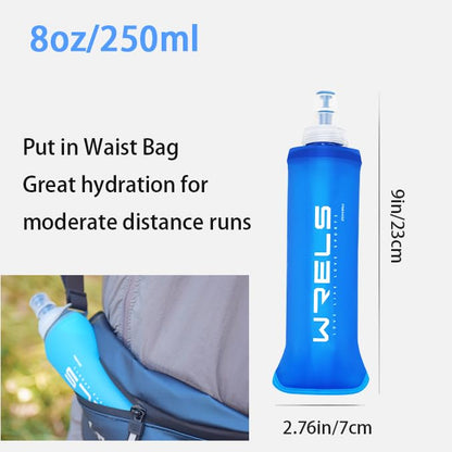 WRELS Soft Running Water Flask Soft Flasks Collapsible Soft Water Bottles Small BPA-Free for Sports Hiking Hydration Pack 5oz/8oz/17oz(BLUE,8oz) - color: Blue, style: 250ml/8oz