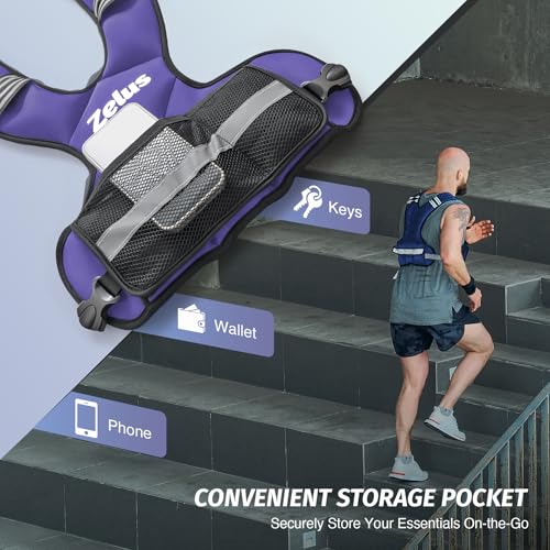 ZELUS Weighted Vest for Men Women,Adjustable 4-32lb Vest, Removable Weights - color: Violet, size: 11-20 lb.