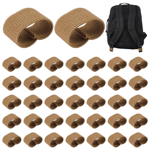 FINGERINSPIRE 40 Pcs Elastic Belt Keepers Nylon Loop Keepers 1.6x0.8Inch Military Webbing Holders Tactical Strap Clips Elastic Nylon Backpack Strap for Backpack Straps Gear Organization - color: Tan