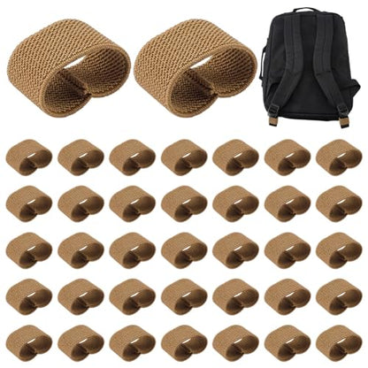 FINGERINSPIRE 40 Pcs Elastic Belt Keepers Nylon Loop Keepers 1.6x0.8Inch Military Webbing Holders Tactical Strap Clips Elastic Nylon Backpack Strap for Backpack Straps Gear Organization - color: Tan