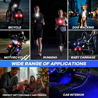 4PCS Wireless LED Strobe Lights with Remote, 8 Colors 10 Lighting Modes Bike Tail Light Rechargeable with Remote Control Clip On Wireless led Running Lights for Car, Runners, Motorcycle, Bicycle - color: 4pcs