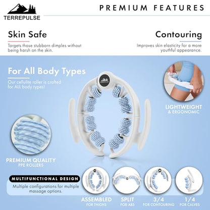 Anti Cellulite Roller & Lymphatic Drainage Massager | Deep Tissue Fascia Blaster & Muscle Roller | Tool for Sore Arms, Legs, Shoulders, Stomach & Buttocks (Blue) - color: Blue