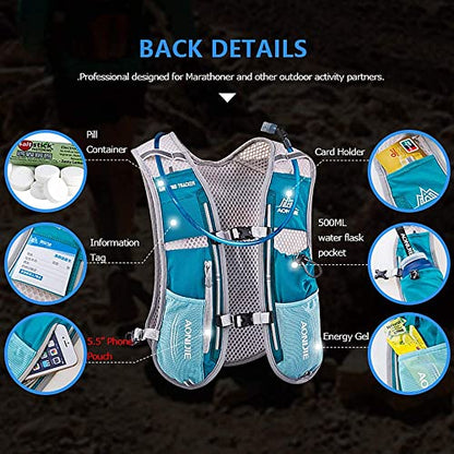 AONIJIE Hydration Vest Pack Backpack 5L 5.5L Marathoner Running Vest Race Hydration for Women and Men Trail Run Hiking Jogging - color: Orange and No Water Bladder