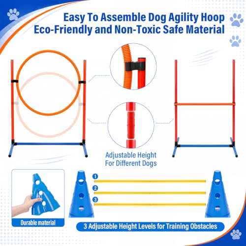 Junkin 27 Pcs Dog Agility Course Equipment Set, Blue