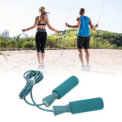 Generic Steel Wire Jumping Rope, Adjustable Skipping Rope with Double Bearings and Memory Foam Handle, for Men Women and Children - color: Blue