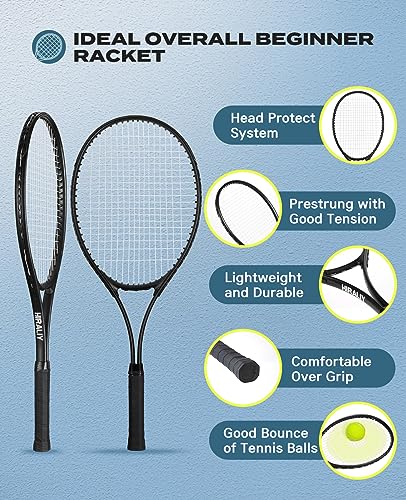 HIRALIY 27-Inch Tennis Racket for Adults with Ball and Carry Bag - color: Black