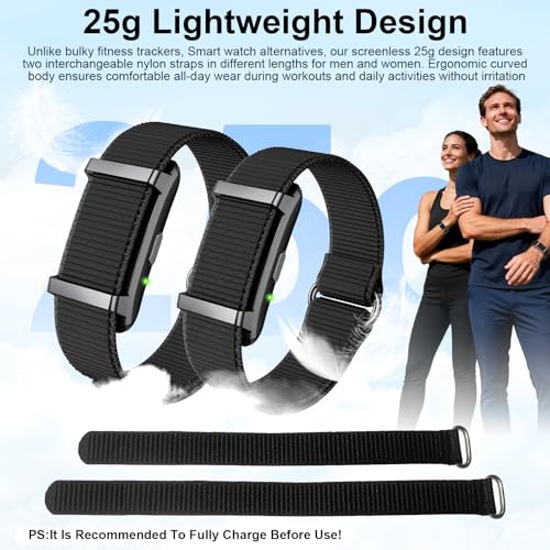 Smart Bracelet Fitness Trackers for Men Women, Smart Watch 24/7 Heart Rate Sleep Stress HRV Monitor, 170+ Sports Modes, 2 Bands, Free APP