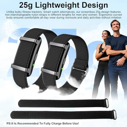 Smart Bracelet Fitness Trackers for Men Women, Smart Watch 24/7 Heart Rate Sleep Stress HRV Monitor, 170+ Sports Modes, 2 Bands, Free APP