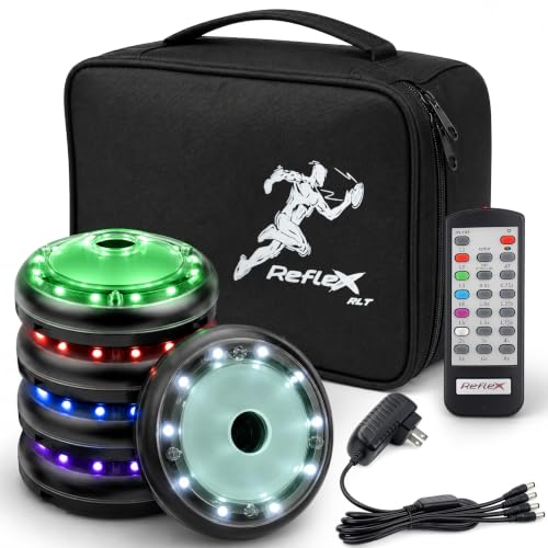 Reflexx RLT 2.1 Reaction Training Lights – Improve Reaction Time, Coordination & Focus – Adjustable Speed, Random Mode, Brightness & Sound Control – for Fitness, Rehab, Seniors & Athletes - style: Set of 1
