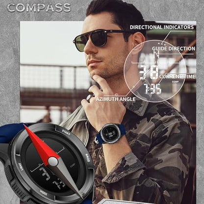 findtime Men's Digital Watch Pedometer Step Counter Watches Military Compass Waterproof Wrist Watch Tactical Sport Watch Calories Counter Pacer Running Wristwatch LED Light Stopwatch Countdown - color: Black Silicone
