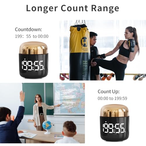Kitchen Timer, 360 Rotate, Countup/Countdown, LED, Volume - color: Gold