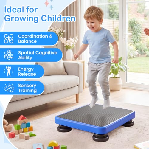 Goplus Kids Rebounder Bouncing Board, 24" x 20" Mini Trampoline - color: Blue