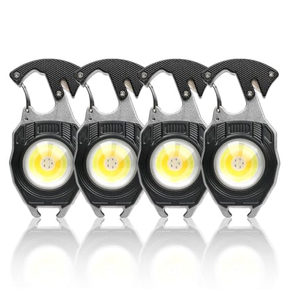 MAKDAK 4PC Keychain Flashlight Rechargeable Cob Keychain Work Light 7 Modes High Lumen Flashlights for EDC Camping Tent Light, Emergencies, Hiking,Car Repairing,Power Outrage,Pet Walking - color: Black*4PC