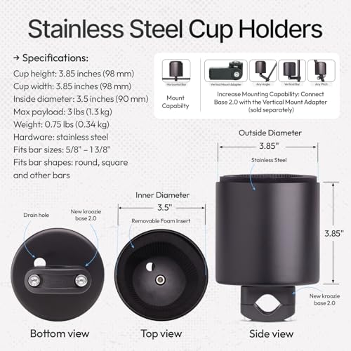 Kroozie XL Bike Cup Holder, Stainless Steel - color: Stainless Steel