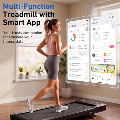 DeerRun Under Desk Walking Pad Treadmill for Home Office & Small Spaces, 6% Manual Incline, 0.6–3.8 MPH Walking Speed, 2.5 HP, 300 lb Capacity, App & Remote Control - color: Jet Black