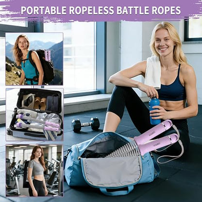Portable Adjustable Ropeless Battle Ropes with Purple - color: Purple