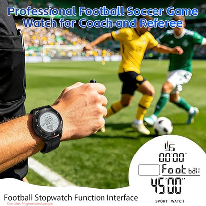 Professional Soccer Referee Watch with Tournament Mode Game Timer, 100-Lap Silent Stopwatch, 3-Line Backlit Display, On/Off Switch, Countdown/Alarm/Calendar for Football Officials, Coaches & Athletes - style: YS2020 Referee Watch