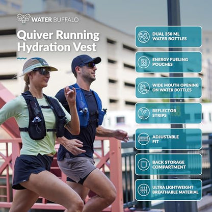 Water Buffalo Hydration Running Vest - Quiver Hydration Vest - Running Hydration Vest with Dual Water Bottles - Lightweight Water Backpack for Running, - color: Seaglass, size: Large-X-Large