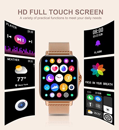 Iaret Smart Watch for Women(Call Receive/Dial), Fitness Tracker Waterproof Smartwatch for Android iOS Phones 1.7" HD Full Touch Screen Digital Watches with Heart Rate Sleep Monitor Pedometer - color: Rose Gold
