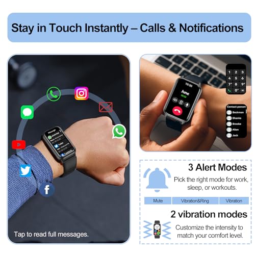 Fitness Tracker (Answer/Make Calls), Smart Watch for Women Men, with 1.47″ AMOLED Always-On Display, 24/7 Heart Rate, Sleep Tracking, 110+ Sport Modes, Waterproof, Compatible for Android Phone - color: Black