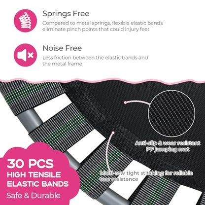 GYMAX Indoor Trampoline, 36” ASTM Approved Kids Trampoline with Removable Handrails & Safety Pad, Spring-Free Folding Mini Rebounder, Small Fitness Trampoline for Toddler/Adults - color: Pink