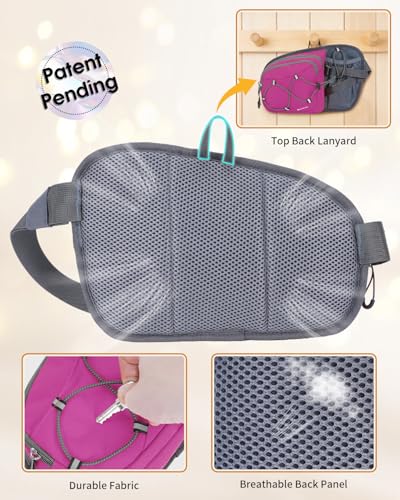 sportsnew Hydration Waist Pack with Water Bottle Holder, 2L Large Fanny Pack for Running Hiking Dog Walking, Water-Resistant Crossbody Waist Bag for Men Women - color: Deep Pink