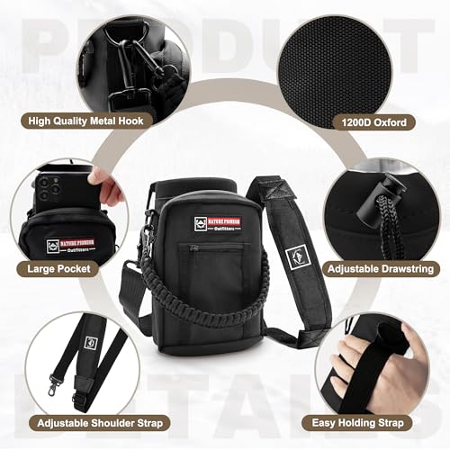 NATURE PIONEOR 32 oz Insulated Water Bottle with Carrier Bag & 3 Lids - color: Black, size: 32 Ounces