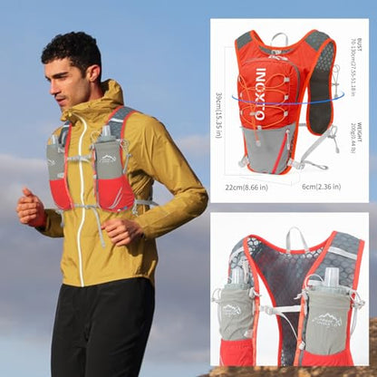 IX INOXTO Running Vest for Women Men, Adjustable Chest Straps Running Hydration Vest with 500ml Soft Flask, Lightweight Breathable Reflective Hydration Backpack for Hiking - color: orange with 500ml