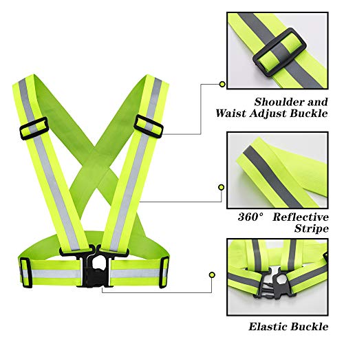 5 Pack Mount Marter Safety Reflective Vest, High Visibility for Running - color: Green