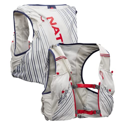 Nathan Men's Pinnacle Race Vest 12L Hydration Pack, 1.6L Water Bladder, Running Vest, Water-Resistant Pockets, Lightweight & Moisture Wicking - color: Vapor Grey/Ribbon Red, size: Medium