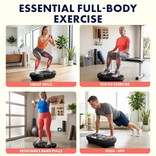 SQUATZ Vibration Plate Exercise Machine | Low-Impact Full Body Vibrator Plate with 99 Speed Levels & 9 Preset Programs | Resistance Bands & Remote Included | 265 lb Capacity | for Home & Office