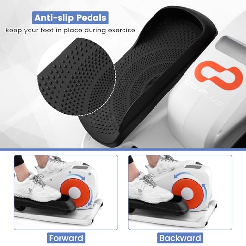 Goplus Under Desk Elliptical Machine, Electric Seated Pedal Exerciser with LED Display Monitor, Remote Control, Portable Fully Assembled Ellipse Leg Exerciser for Seniors Adults Home Office