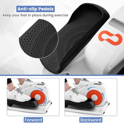 Goplus Under Desk Elliptical Machine, Electric Seated Pedal Exerciser with LED Display Monitor, Remote Control, Portable Fully Assembled Ellipse Leg Exerciser for Seniors Adults Home Office