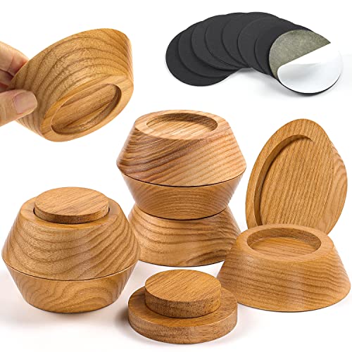 Bed Risers, Furniture Risers (Set of 8-Height 1") Can be Adjusted to 2'' 3''or 4'', Lifts Furniture Risers, Solid Natural Wood Risers, Non-Slip Recessed Hole (Natural Wood Color) - color: Natural Color