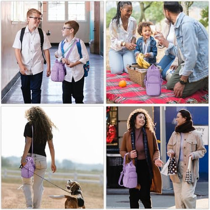 sportsnew 40oz Crossbody Water Bottle Bag for Gym Hiking - color: Quilt Purple
