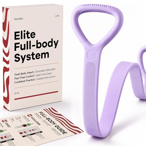 Figure 8 Resistance Band with Full Body Workout Guide, 20LB Total Body Exercise Band with Comfortable Solid Handles for Arms, Back, Shoulders, Stretching & Home Workout - color: Purple 20LB