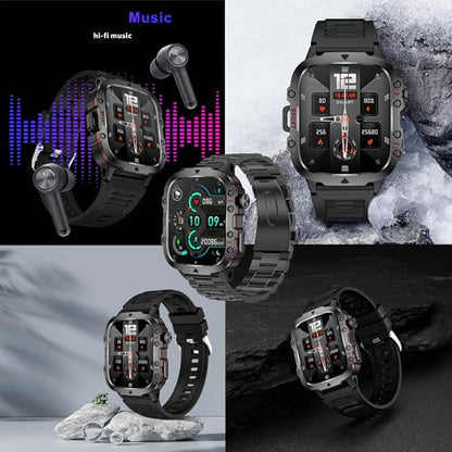 1.96" AMOLED Smart Watch for Men (Make/Answer Call), 2024 New Mens Smartwatches, Hands-Free Calling, Fitness Tracker Smartwatch for Android iPhones, Digital Watches Step Counter, 3 Straps (Brown)