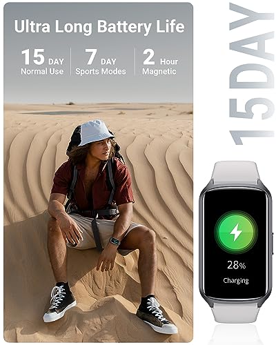 Amzhero Health Fitness Tracker with 24/7 Heart Rate, Blood Oxygen, Blood Pressure, Sleep Tracker, 5ATM Waterproof Activity Trackers with Step Tracker, Pedometer (S & L Bands Included) - color: Grey