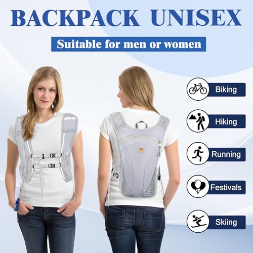 Hydration Backpack with 2L Water Bladder Bag, Lightweight and Breathable Running Vest for Men, Adjustable Chest Straps Water Pack for Cycling Hiking Climbing Outdoor - color: Grey