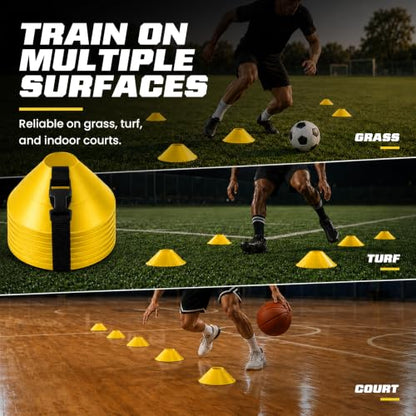 American Challenge Large Disc Cones, Soccer Cones for Sports, Set of 6 - color: Yellow