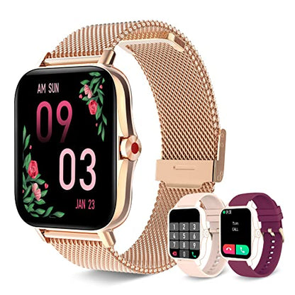 Iaret Smart Watch for Women(Call Receive/Dial), Fitness Tracker Waterproof Smartwatch for Android iOS Phones 1.7" HD Full Touch Screen Digital Watches with Heart Rate Sleep Monitor Pedometer - color: Rose Gold