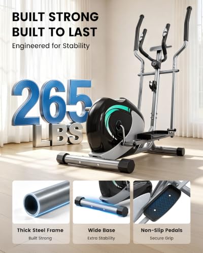 Dripex Elliptical Exercise Machine, Ultra Quiet Magnetic Trainer for Home - color: Metallic