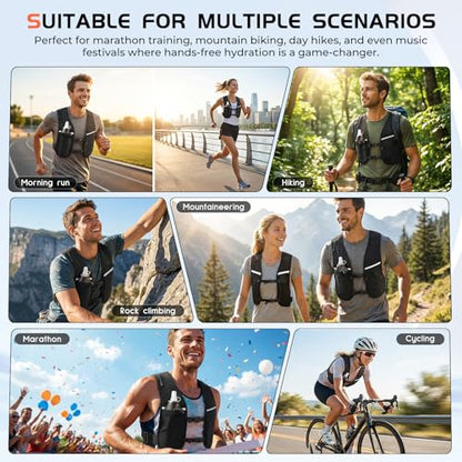 Running Vest for Women Men, Adjustable Chest Straps Running Hydration Vest for Marathon Jogging Trail Race Cycling Hiking, Lightweight Reflective Hydration Backpack with 500ml Soft Flask - size: Large-X-Large
