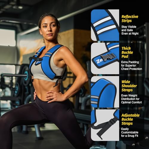Zelus Weighted Vest for Women Men, Washable Z-Fit Weighted Vest 5/10/15lb - color: Light Blue, size: 10 LB